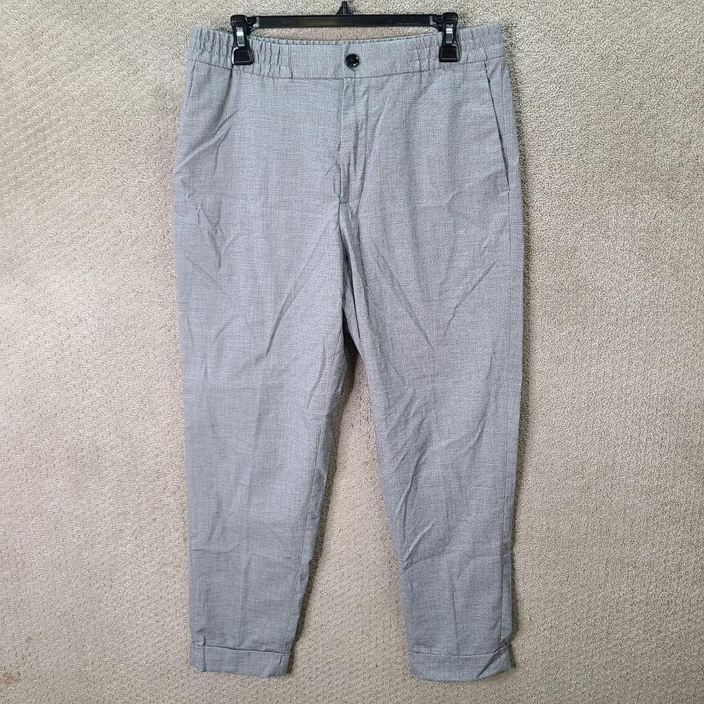 H&M Pants Mens 36R (32x28) Gray Slim Fit Elastic Waist Polyester Blend Dressy